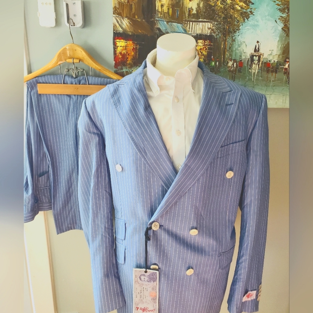 NWT Tiglio Rosso, Blue 2 pice suit, dubble brested 46/40R